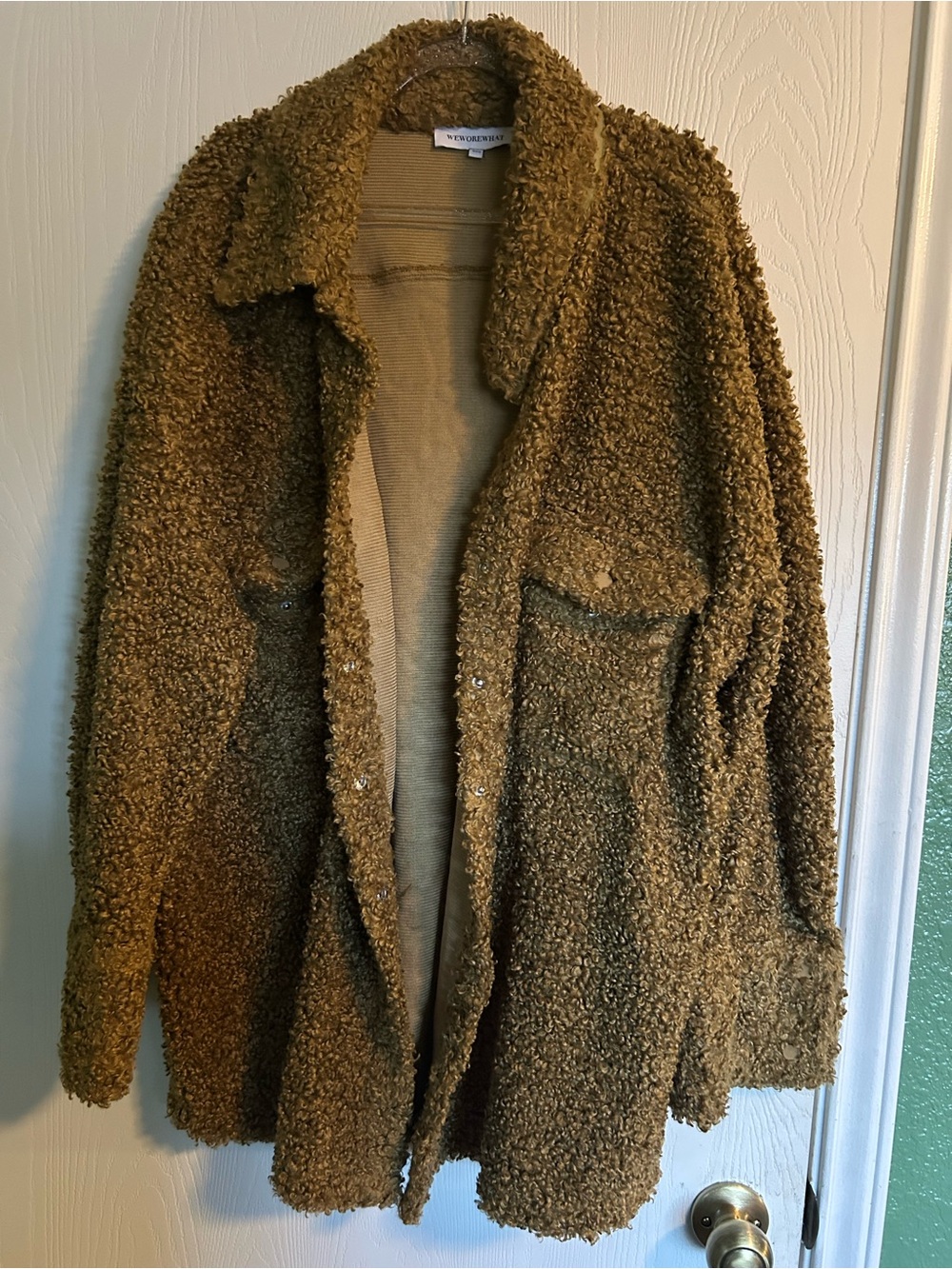 WeWoreWhat Teddy Shacket in Tan Brown - Women's Jacket & Coat